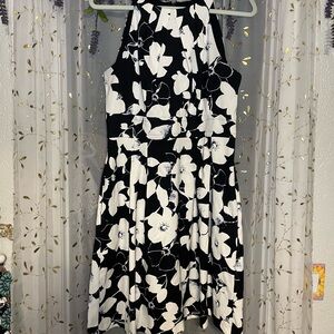 Floral Black and White Women's Dress